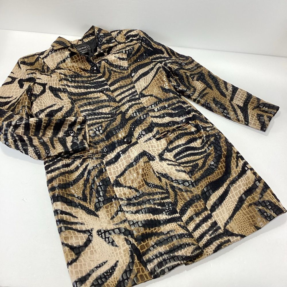 Selene Sport Animal Print Women's Blazer Jacket Button Front L